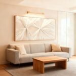 Artists' Handicraft, Large 3D Fabric Hand Painted Framed Abstract Wall Art, Minimalist Modern Luxury Artwork, Boho Modern Long Beige Wall Decor, Neutral Paintings for Living Room Bedroom Hallway Office, Horizontal, 54x27 In: Posters & Prints - Image 2