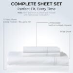 Mayil Manor 100% Natural Cotton Bed Sheets | 500 TC Single-Ply Sateen Weave King Size Sheets Set | Breathable & Hypoallergenic Solid 4-Piece Bedding with Deep Pocket Fitted, Flat, Pillowcase | White : Home & Kitchen - Image 3