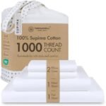 Threadmill 100% American Supima Cotton Sheets, Queen Sheet Set 1000 Thread Count Luxury 4 PC Luxury Bedding Set, Hotel Quality Sateen Weave, Hotel White Sheets with Elasticized Deep Pocket : Home & Kitchen