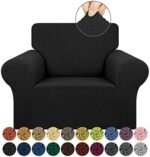 KEKUOU Stretch Single Sofa Slipcover 1 Piece Couch Sofa Cover (31"-55") Furniture Protector 1 Seater Sofa with Elastic Bottom for Kids,Pet.Jacquard Small Checked Pattern Fabric(Small,Black) : Home & Kitchen