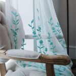 Melodieux Flower Embroidery Sheer Curtain for Living Room, Bedroom Farmhouse Style Rod Pocket Voile Drape, White/Blue, 52 by 84 Inch (1 Panel) : Home & Kitchen - Image 4