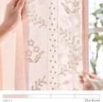 jinchan Semi Sheer French Door Curtain with Tie Up Bows Floral Embroidered Voile Privacy Curtain for Patio Door Closet Sliding Glass Door Rod Pocket 72 Inch 1 Panel Pink : Home & Kitchen - Image 4