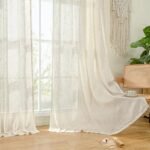 LAMIT Natural Ivory Linen Semi Sheer Curtains 84 inch Length, Cream Light Filtering Soft Thick Neutral Living Room Drapes with Bronze Grommet for Bedroom/Farmhouse, 2 Panels, 52 x 84 Inch : Home & Kitchen - Image 9
