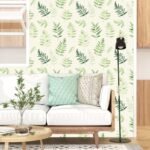 Fern Leaf Wallpaper Peel and Stick, Green/Beige Leaves Contact Paper, Vintage Botanical Minimal Wall Paper Self Adhesive Removable Waterproof for Bedroom Shelves Cabinet Drawer Table 17.5" x 118" - - Image 2