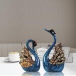 CECKQUE 2pcs Swan Statues Couple's Home Decorations for Living Room Decor and Accessories, Sculptures Home Decor for Coffee Table, Book Shelf Decor Accents (Blue) : Home & Kitchen - Image 3