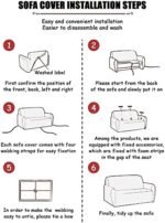 Shukii Stretch Couch Covers Printed Sofa Covers for 3 Cushion Slipcovers Universal Furniture Protector with 1 Pillowcases (3-Seater 70-86 inch) : Home & Kitchen - Image 5