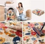 8x10 Area Rugs for Living Room: Washable Rug Stain Resistant Distressed Vintage Floral Rug Non Slip Low Pile Faux Wool Soft Large Area Rugs for Bedroom Bedside Farmhouse Dining Room Kids Nursery : Home & Kitchen - Image 5