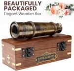 1920 Dollond London Brass Maritime Telescope – 15” Vintage Nautical Spyglass Pirate Telescope Antique Look – Solid Brass Mounted Scope with Wooden Box : Home & Kitchen - Image 8