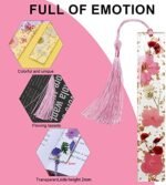 Bookmarks for Women, Kaluofan 2PCS Book Marks for Reading Women, Durable Handmade Dried Flower Resin Bookmarks with Tassels, Pretty and Increase Reading Interest : Office Products - Image 2