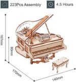 ROKR 3D Wooden Puzzles for Adults 223pcs Piano Model Kit 1:20 Scale Building Puzzles Wooden Music Box Unique Gift for Men Women Hobbies for Birthday Christmas : Toys & Games - Image 3