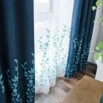 Melodieux Flower Embroidery Sheer Curtain for Living Room, Bedroom Farmhouse Style Rod Pocket Voile Drape, White/Blue, 52 by 84 Inch (1 Panel) : Home & Kitchen - Image 2