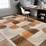 QDUIDU Large Machine Washable 5x7 Area Rug, Soft Modern Geometric Abstract Orange Rugs for Bedroom Living Room, Non-Shedding Faux Wool Indoor Throw Floor Carpet for Office Entryway Dining Room Decor : Home & Kitchen - Image 5