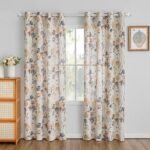 MYSKY HOME Floral Linen Curtains 84 inch Length 2 Panels Set Spring Flower Patterned Semi Sheer Light Filtering Privacy Farmhouse Grommet Drapes for Living/Dining Room, Yellow, W52 x L84, Pack-2 : Home & Kitchen - Image 2