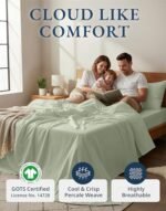 LANE LINEN 100% Organic Cotton King Bed Sheet Set, Bedsheets 4Pc Soft Cooling Fully Elasticized Mercerised All Season Sustainably Produced Cotton Sheets King Size, Oeko Tex Sheets - Mineral : Home & Kitchen - Image 2