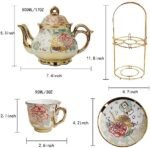 | CHANJOON tea sets Gold Plated Red Rose Ceramic Tea Set, Vintage Teapot Tea Sets Beautiful Tea Set Coffee Serving 6 People (Golden, Medium) Tea Sets - Image 2