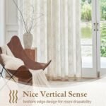 ugoutry Linen Boho Curtains for Bedroom,84 Inches Long Curtains Gold Foil Metallic Stripe Print Panels for Living Room, Moroccan Beige Light Filtering Window Treatment Curtain 2 Panels Grommet Top : Home & Kitchen - Image 3