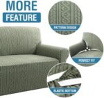 H.VERSAILTEX Couch Covers for 2 Cushion Sofa 1 Piece Stretch Loveseat Slipcover Pet Dog Universal Slip Cover Love Seat Covers Upgrade Thick Jacquard Fabric with Spiral Pattern(58"-70", Sea Grass) : Home & Kitchen - Image 4