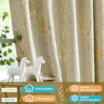 FMFUNCTEX 100% Blackout Curtains Ivory Gold Tree for Living Room, Curtains 84 Inches Long Foil Branch Patterned Panels for Bedroom, Thermal Insulated Drapes Home Office Grommet Top 2 Panels : Home & Kitchen - Image 5