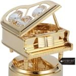Matashi 24K Gold Plated Swan Lake Piano Music Box – Crystal Studded Figurine – Beautiful Home & Office Décor – Ideal Christmas, Valentine’s for Her : Home & Kitchen - Image 5