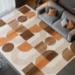 QDUIDU Large Machine Washable 5x7 Area Rug, Soft Modern Geometric Abstract Orange Rugs for Bedroom Living Room, Non-Shedding Faux Wool Indoor Throw Floor Carpet for Office Entryway Dining Room Decor : Home & Kitchen - Image 2