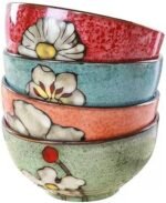 Ceramic Bowls For Kitchen, 28oz - Bowl Set of 4 - For Cereal, Salad, Pasta, Soup, Ramen, Serving etc - Dishwasher, Microwave, and Oven Safe - For Breakfast, Lunch and Dinner (Blue+Red+Green+Pink) : Home & Kitchen