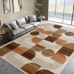 QDUIDU Large Machine Washable 5x7 Area Rug, Soft Modern Geometric Abstract Orange Rugs for Bedroom Living Room, Non-Shedding Faux Wool Indoor Throw Floor Carpet for Office Entryway Dining Room Decor : Home & Kitchen
