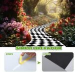 Preboun Wonderland Party Decoration Black and White Aisle Runner Rug Carpet Wall Art for Wonderland Birthday Party Decorations (Chic Style,47 x 118 Inches) : Home & Kitchen - Image 3