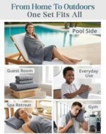 Casa Platino Cotton Towels Set for Bathroom - 18 Pc Family Pack - Super Soft & Quick Dry - 6 Bath, 6 Washcloth, 6 Hand Towels - Oeko TEX Certified, Machine Washable & Durable - Cool Grey : Home & Kitchen - Image 6