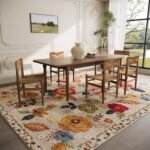 8x10 Area Rugs for Living Room: Washable Rug Stain Resistant Distressed Vintage Floral Rug Non Slip Low Pile Faux Wool Soft Large Area Rugs for Bedroom Bedside Farmhouse Dining Room Kids Nursery : Home & Kitchen - Image 2