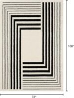 Abani Geometric Beige/Black Area Rug -5'3" x 7'6"- Modern 3D Lines Design - Deco Collection - Easy to Clean - Durable for High Traffic Areas -Living Room, Dining Room - Medium Pile : Home & Kitchen - Image 2