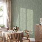 Coloritto Sage Modern Leaves Peel and Stick Wallpaper | Tropical Minimalistic Removable Mural | Self Adhesive Wallpaper (1 roll 24" W x 96" H) -