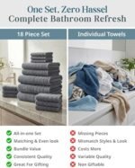 Casa Platino Cotton Towels Set for Bathroom - 18 Pc Family Pack - Super Soft & Quick Dry - 6 Bath, 6 Washcloth, 6 Hand Towels - Oeko TEX Certified, Machine Washable & Durable - Cool Grey : Home & Kitchen - Image 5