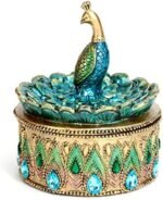 Bits and Pieces Peacock Jewelry Box for Women Small Keepsake Box with Peacock Figurine Lid - Decorative Boxes for Home Decor : Home & Kitchen