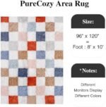 PureCozy Checkered Rug 8x10 for Living Room, Modern Rainbow Shag Rug Washable Non-Slip Large Area Rug Super Soft Indoor Fuzzy Carpet Fluffy Rugs for Bedroom Home Aesthetic Decor : Home & Kitchen - Image 3