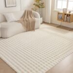 Amazon Basics Indoor Area Rug, 3D Bubble Washable Home Decor Carpet for Living Room, Bedroom, 4' W × 6' L, Beige : Home & Kitchen