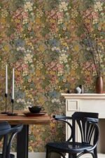 Vintique Floral Wallpaper Peel and Stick Boho Wall Paper Removable Waterproof Green Petal Pattern Contact Paper for Bedroom, Bathroom, Home Wall 17.3" x 118" - - Image 3