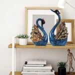 CECKQUE 2pcs Swan Statues Couple's Home Decorations for Living Room Decor and Accessories, Sculptures Home Decor for Coffee Table, Book Shelf Decor Accents (Blue) : Home & Kitchen - Image 5