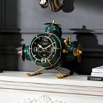 YOUKI Airplane Desk Clocks,Tabletop Decor,Airplane Gifts for Men,Industrial Decor,Shelf Clock for Bedroom Office,Silent No Ticking,Battery Operated,Green,8.6 x 8.4 x 7.5 inches : Home & Kitchen - Image 2