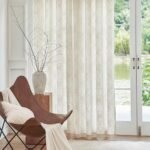 ugoutry Linen Boho Curtains for Bedroom,84 Inches Long Curtains Gold Foil Metallic Stripe Print Panels for Living Room, Moroccan Beige Light Filtering Window Treatment Curtain 2 Panels Grommet Top : Home & Kitchen - Image 6