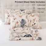 JSD Boho Floral Printed Sheet Set Queen Size 4 Piece, Soft Botanical Pattern Microfiber Sheets Extra Deep Pocket : Home & Kitchen - Image 3
