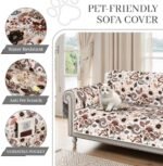 ALIECOM 100% Waterproof Couch Cover for 3 Cushion Couch Sofa Pet Friendly Sofa Covers Washable Printed Non Slip Furniture Protector Slipcovers with Pockets for Dogs (Boho Beige, Large) : Home & Kitchen - Image 5