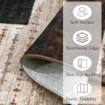 QDUIDU Modern Geometric Patchwork Indoor Area Rug for Living Room, Chocolate 6'x 9' Large Rug Rockwood Collection Hardwood Floors Decor for Bedroom, Brown Throw Carpet for Office Entryway Dining Room : Home & Kitchen - Image 7