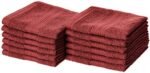 Amazon Basics Soft washcloths set , Absorbent Fade Resistant 100% Cotton washcloths 12-Pack (12" x 12"), Perfect face towels, fingertip towels, Crimson : Beauty & Personal Care