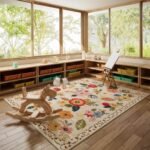 8x10 Area Rugs for Living Room: Washable Rug Stain Resistant Distressed Vintage Floral Rug Non Slip Low Pile Faux Wool Soft Large Area Rugs for Bedroom Bedside Farmhouse Dining Room Kids Nursery : Home & Kitchen - Image 3