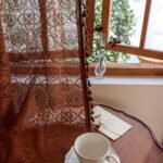 YJ YANJUN Brown Sheer Curtains 84 Inches Long 2 Panels Boho Crochet Lace Curtains with Tassel for Living Room Closet Door Rustic Privacy Bohemian Farmhouse Drapes W59 x L84 Caramel Brown/Mocha : Home & Kitchen