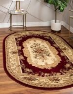 Unique Loom Versailles Collection Traditional Classic Floral Motif Area Rug (5' 0 x 8' 0 Oval, Burgundy/Ivory) : Home & Kitchen