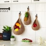 Honeydak Boho Decor Hanging Wall Baskets for Kitchen 3 Pack Teardrop Baskets with Hooks Storage Fruit Onion Vegetable Potato for Home 3 Sizes(Linen,Hemp Rope): Home & Kitchen - Image 5