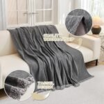 MYSKY HOME Couch Cover for Dogs, Washable Couch Covers, Non Slip Sofa Cover, Couch Cover 2 Cushion Sofa Dogs Furniture Protector with Tassels, Chenille Sofa Slipcover for Pets, 71"x118", Dark Grey : Home & Kitchen - Image 3
