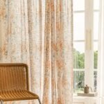 SUOUO Boho Burnt Orange Floral Semi Sheer Curtains for Living Room Linen Textured 84 inches Long Rod Pocket Patterned Leaf Window Drapes for Dining Bedroom 2 Panels : Home & Kitchen
