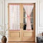 jinchan Semi Sheer French Door Curtain with Tie Up Bows Floral Embroidered Voile Privacy Curtain for Patio Door Closet Sliding Glass Door Rod Pocket 72 Inch 1 Panel Pink : Home & Kitchen - Image 3